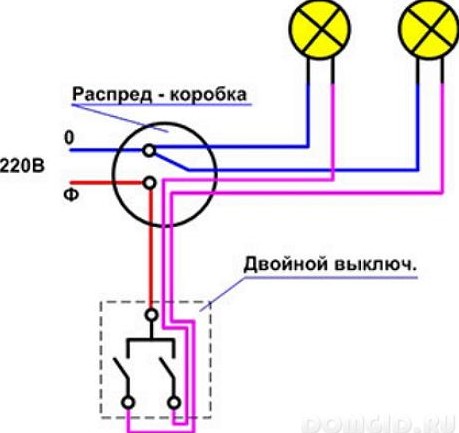 Схема підключення Двоклавішний вимикача без заземлення допоможе якісно виконати цей процес
