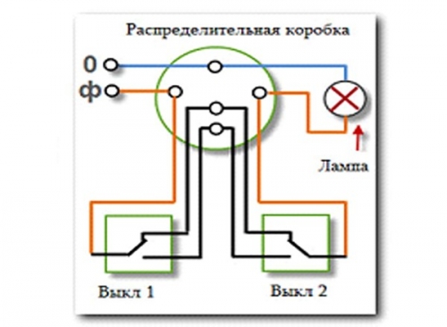 Схема підключення прохідного вимикача:
